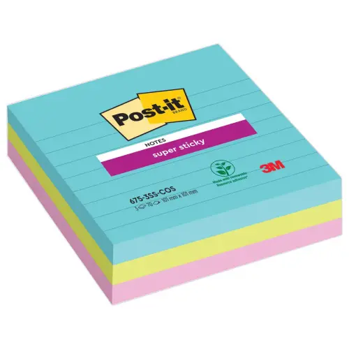 003 Herpositioneerbare memoblaadjes - Miami - Super sticky - 10,1x10,1 cm - POST-IT