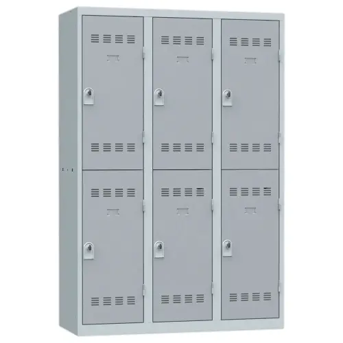 Garderobe met meerdere vakken - 3 kolommen van 2 vakken  - Grijs - VINCO INDUSTRIES 