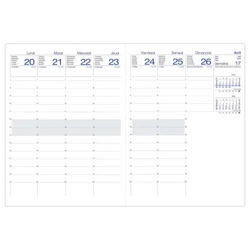 Weekagenda FIDUCIAL 16X24 - stevige kaft - grijs