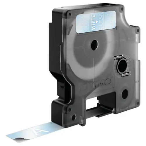 Ruban voor DYMO D1 etiketteermachine 12mm transparant met witte opdruk