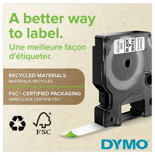 Ruban voor DYMO D1 etiketteermachine 12mm transparant met witte opdruk