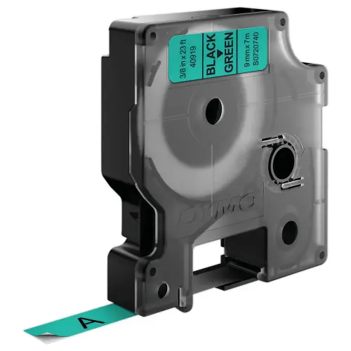 Tape voor DYMO D1 etiketteermachine 9mm Zwart/Groen