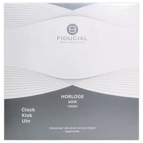Geruisloze wandklok FIDUCIAL zwart Ø 38 cm.