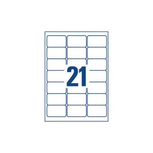 25 Transparante etikettenbladen 63,5x38,1 mm, 525 etiketten/doos