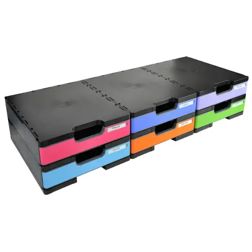 3 Modules om 6 kasten op 2 of 3 kolommen te monteren.