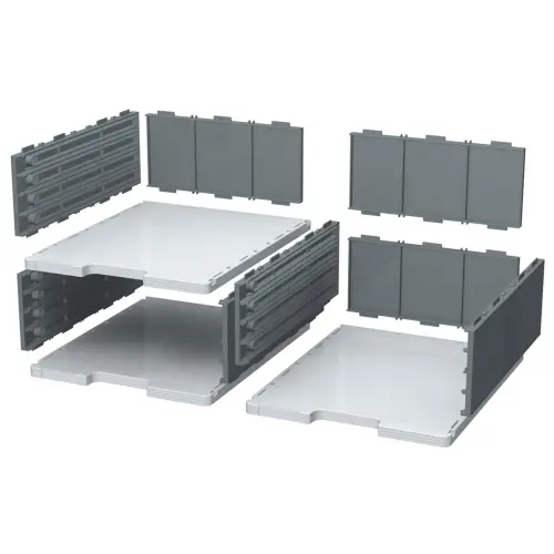 3 Modules om 6 kasten op 2 of 3 kolommen te monteren.