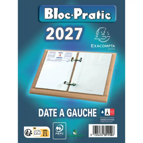 Scheurkalenderblok 8,2x12 cm - datum links
