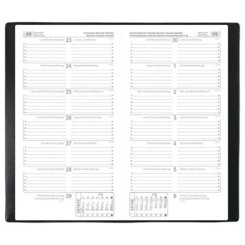 Tweewekelijkse agenda 8,8 x 17 cm - Zwart