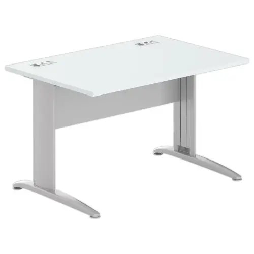 Bureau Buenos Aires - 120 x 80 cm - Plateau gris et pieds aluminium - FIDUCIAL OFFICE SOLUTIONS