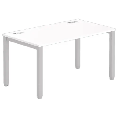 Bureau BRUXELLES 140 x 80 wit - aluminium poten 