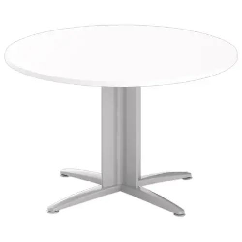 Ronde tafel diameter 116 cm wit/aluminium 