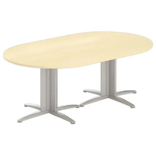 Ovale vergadertafel 200x120 beuken/aluminium