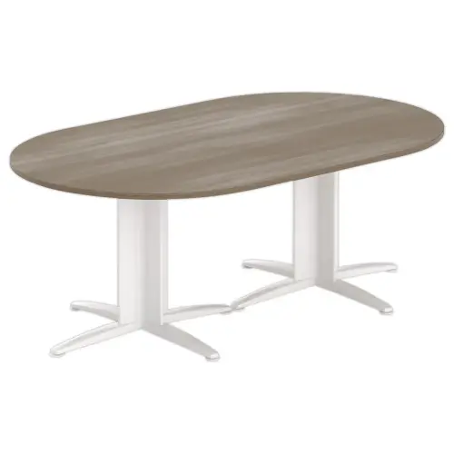 Ovale vergadertafel 200x120 noten/wit