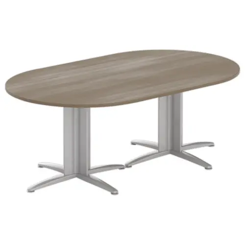 Ovale vergadertafel 200x120 notenhout/aluminium