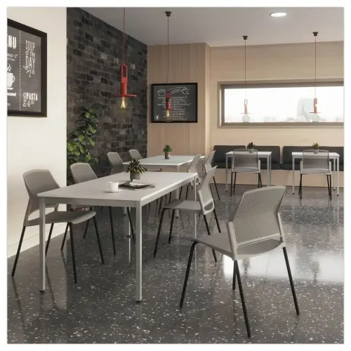 Rechthoekige multifunctionele tafel 140 x 70 wit / aluminium