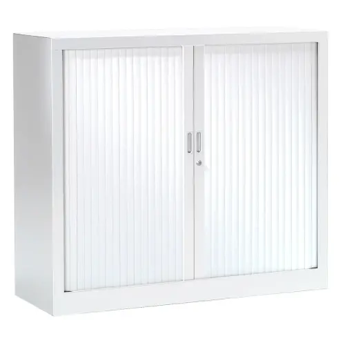 Lage kast ? metalen gordijnen - 100 x 100 cm - Wit 