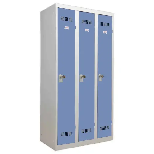 Kleedkamer industrie schoon 3 kolommen H.180 x B.90 cm Grijs Blauw