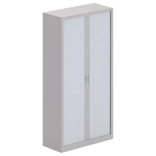 Hoge kast met metallic rolgordijnen - Aluminium/grijs - 198x100 cm 