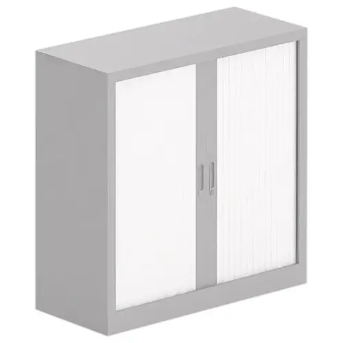 Lage roldeurkast in metaal - 100 x 100 cm - Alu / wit