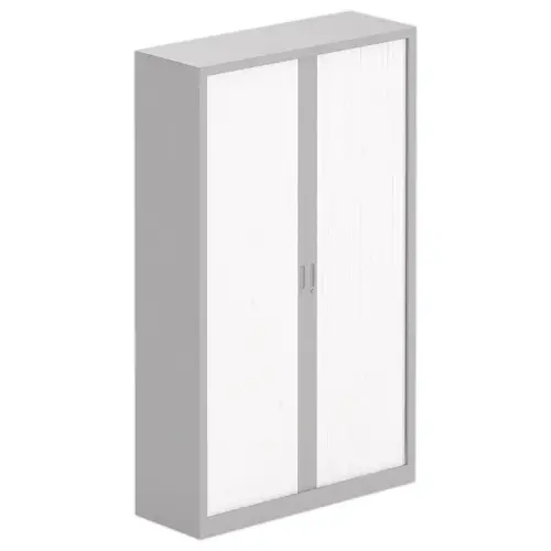 Hoge kast ? gordijnen - 198 x 120 cm - Aluminium en wit 