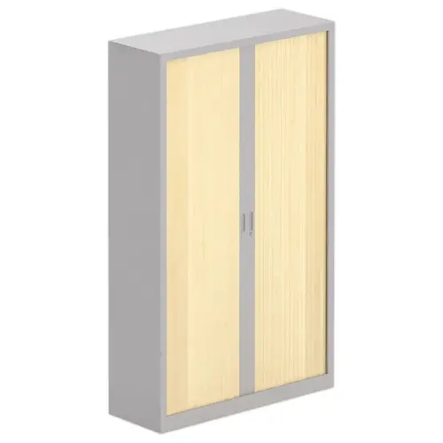 Hoge kast met gordijnen 198x120 cm - alu/beuken 