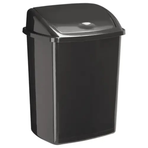 Vuilnisbak in plastic met kiepdeksel 50L zwart