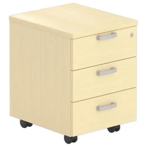 Mobiele kast, gemonteerd - Beuken melamine - 3 laden