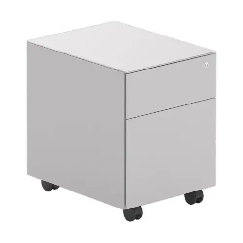 Mobiele metalen kast 2 lades aluminium gemonteerd