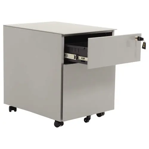 Mobiele metalen kast 2 lades aluminium gemonteerd