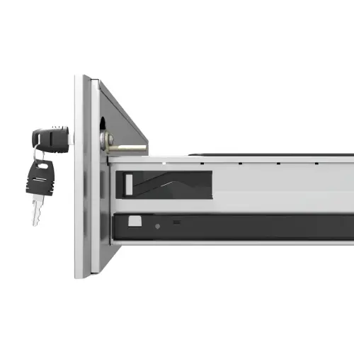 Mobiel ladeblok van metaal met 3 aluminium laden, gemonteerd