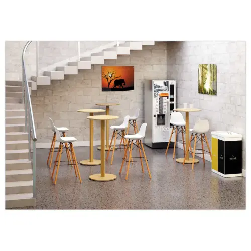 Hoge ronde tafel WOODY 60 cm - Wit gemonteerd 