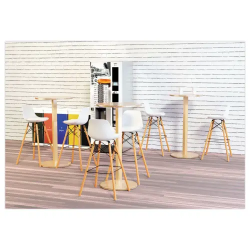 Hoge ronde tafel WOODY 60 cm - Wit gemonteerd 