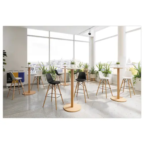 Hoge ronde tafel WOODY 60 cm - Wit gemonteerd 