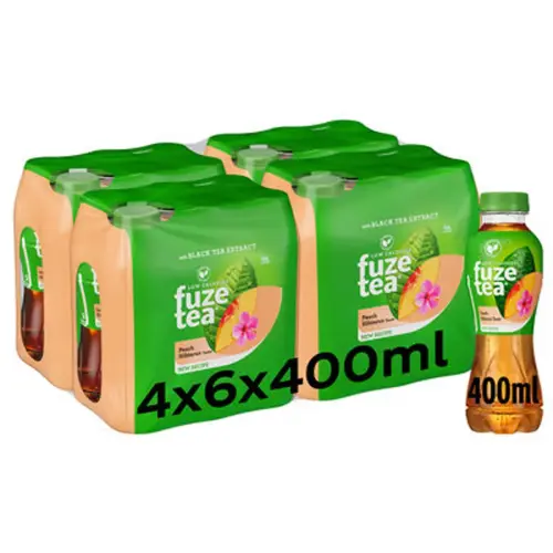 24 FUZE TEA ZWARTE THEE PERZIK HIBISCUS PET 400ML