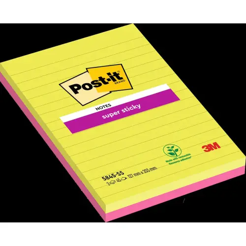 002 Super sticky herpositioneerbare memoblaadjes gelijnd - POST-IT
