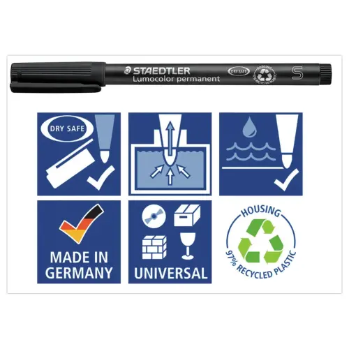 Permanente viltstift voor overheadprojectie Lumocolor - 0,4mm - zwart - STAEDTLER