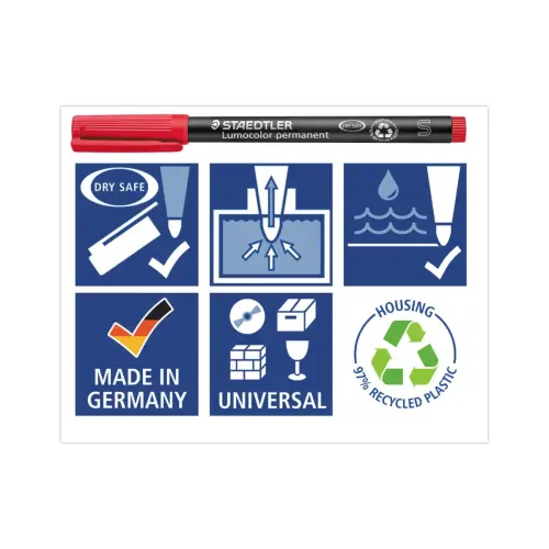 Permanente viltstift voor overheadprojectie Lumocolor - 0,4mm - rood - STAEDTLER