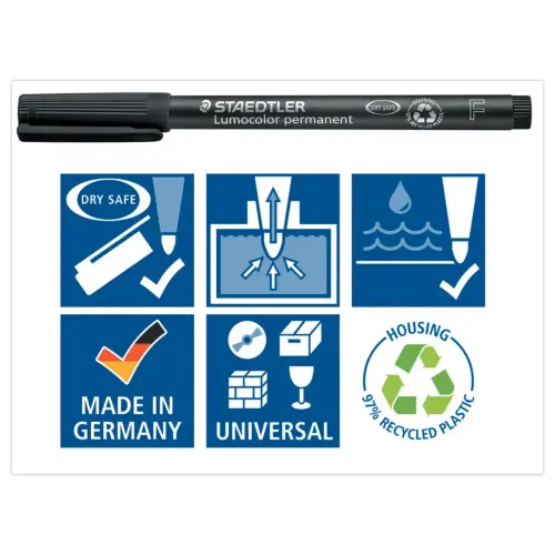 Universele permanent marker Lumocolor - 0,6 mm - Zwart - STAEDTLER