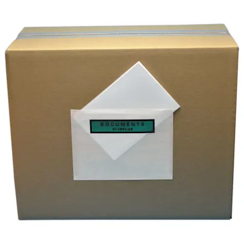 1000  Klevende enveloppen 'Documents enclosed' 16,2 x 12 cm 