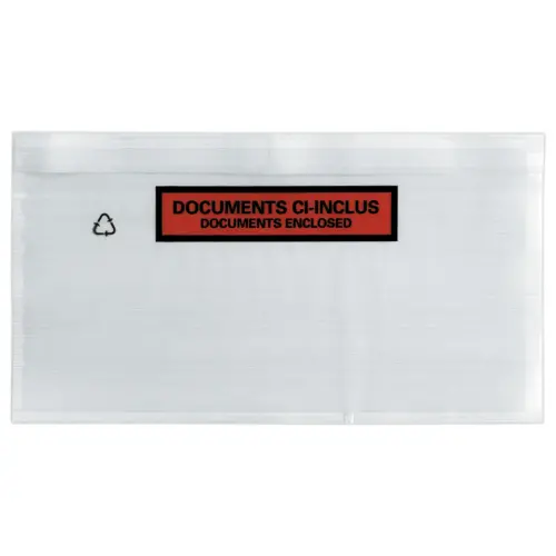 1000  Zelfklevende versterkte hoezen "Documenten ingesloten" A6, 162x120 mm 