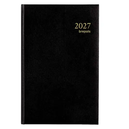 Dagelijkse agenda Saturnus 1 dag/pagina - 13,3 x 20,8 cm - Zwart - Januari tot december 2027 - BREPOLS