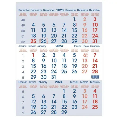 Driemaandelijkse kalender met dagwijzer- 29,1 x 38,5 cm
