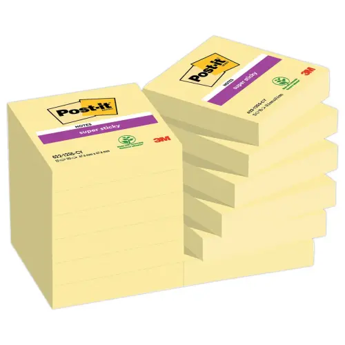 012 Blokken met 90 super sticky herpositioneerbare memoblaadjes - Pastelgeel - 4,76 x 4,76 cm - POST-IT