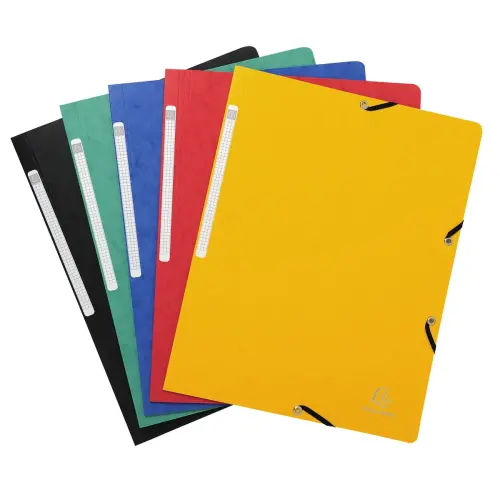 10  Mappen met elastiek zonder kleppen - rug van 1,5 cm - EXACOMPTA 