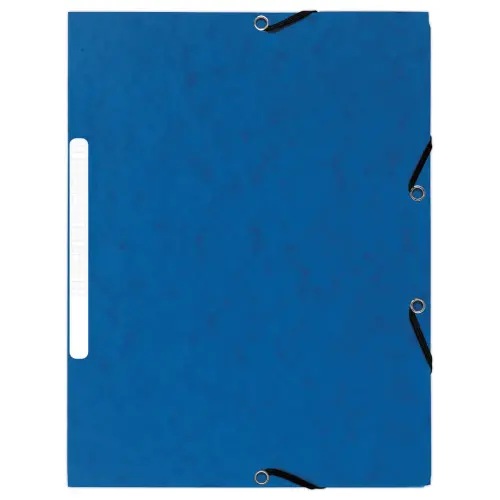 10 Mappen 3 kleppen met elastieken 360 g - Rug van 1,5 cm - Blauw - EXACOMPTA