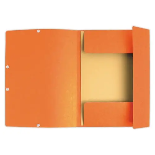 10 Mappen 3 kleppen met elastieken 360 g - Rug van 1,5 cm - Oranje - EXACOMPTA