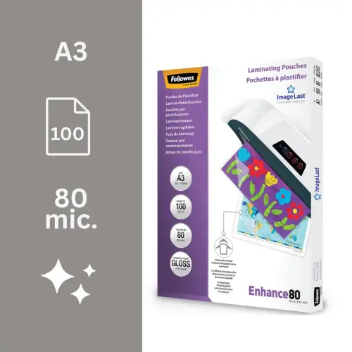 100 Warme lamineerhoezen A3 - 2 x 80 micron - FELLOWES