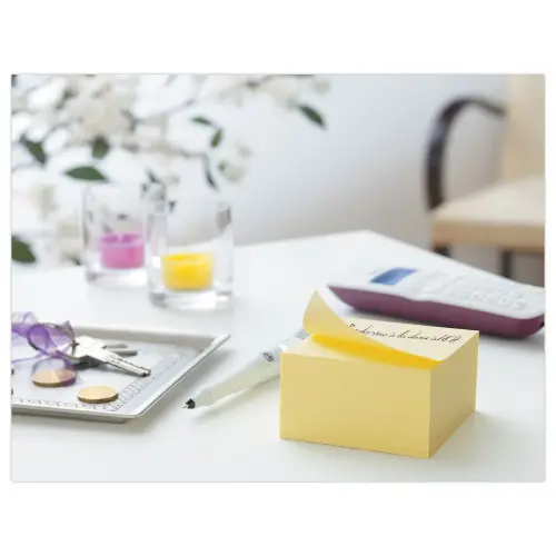 Kubusblok met herpositioneerbare memoblaadjes - Geel - POST-IT