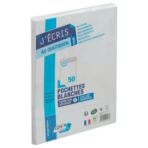 50 Witte enveloppen stripseal - 229x324 mm - zonder venster - 90g - GPV
