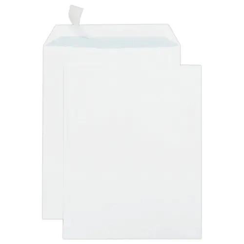 250  Witte hoezen met siliconenband 260x330 mm zonder venster 90g 